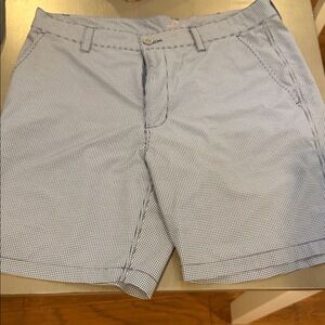 Southern Tide Men's Micro-Check Light Blue Flat Front Shorts